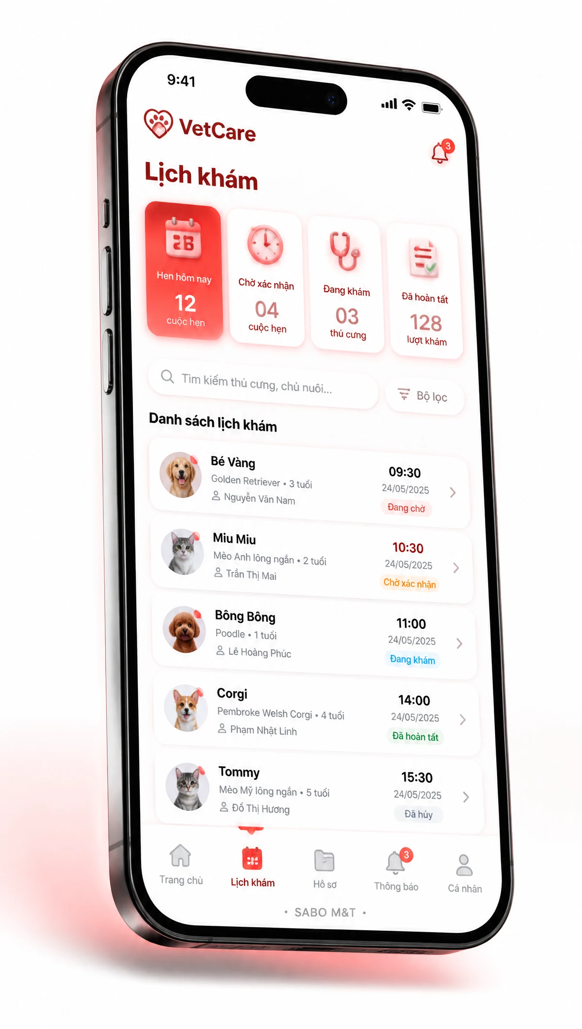 Giao diện mobile phòng khám thú y — màn 2