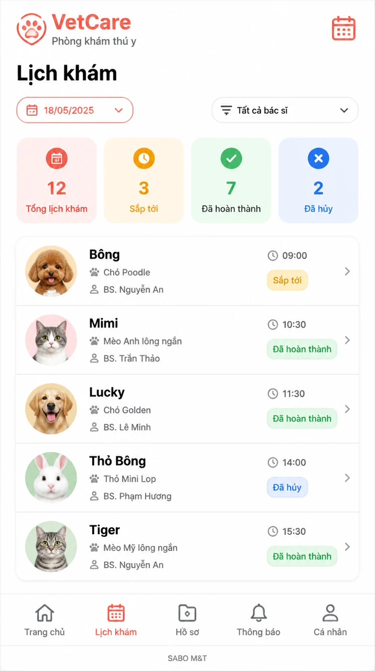 Giao diện mobile phòng khám thú y — màn 7