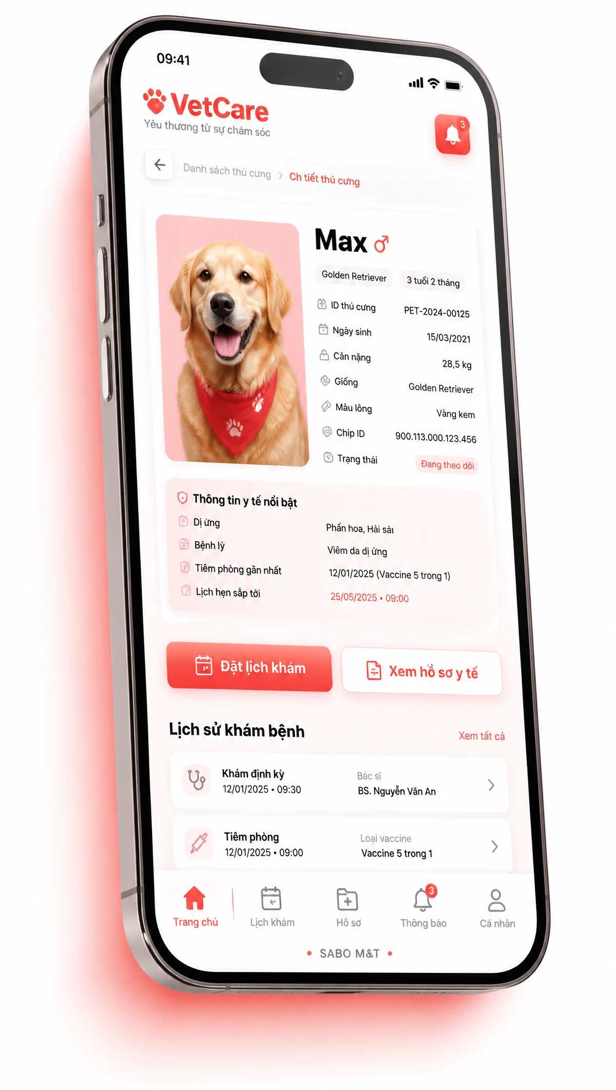 Giao diện mobile phòng khám thú y — màn 3