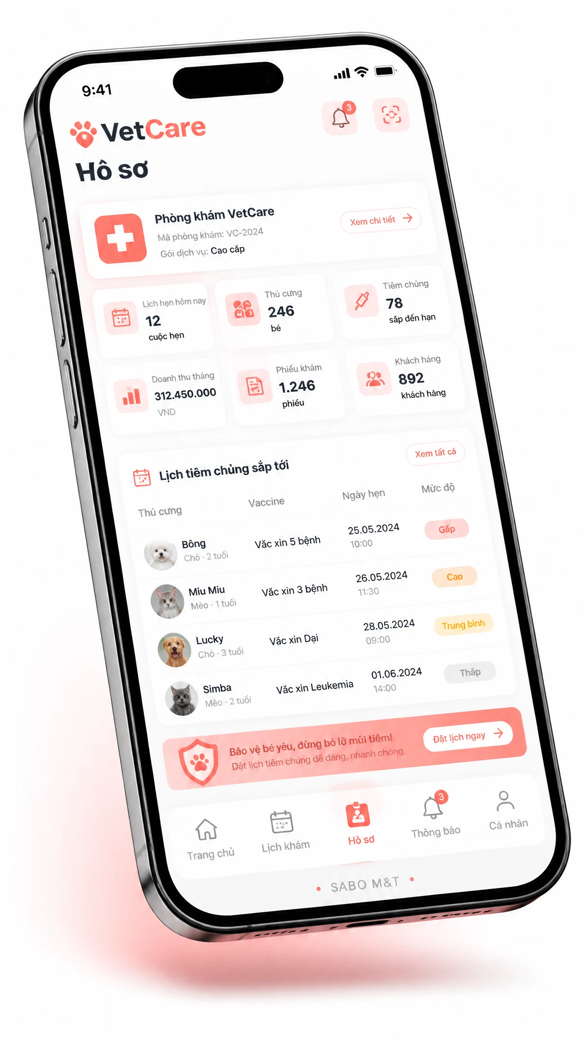 Giao diện mobile phòng khám thú y — màn 4
