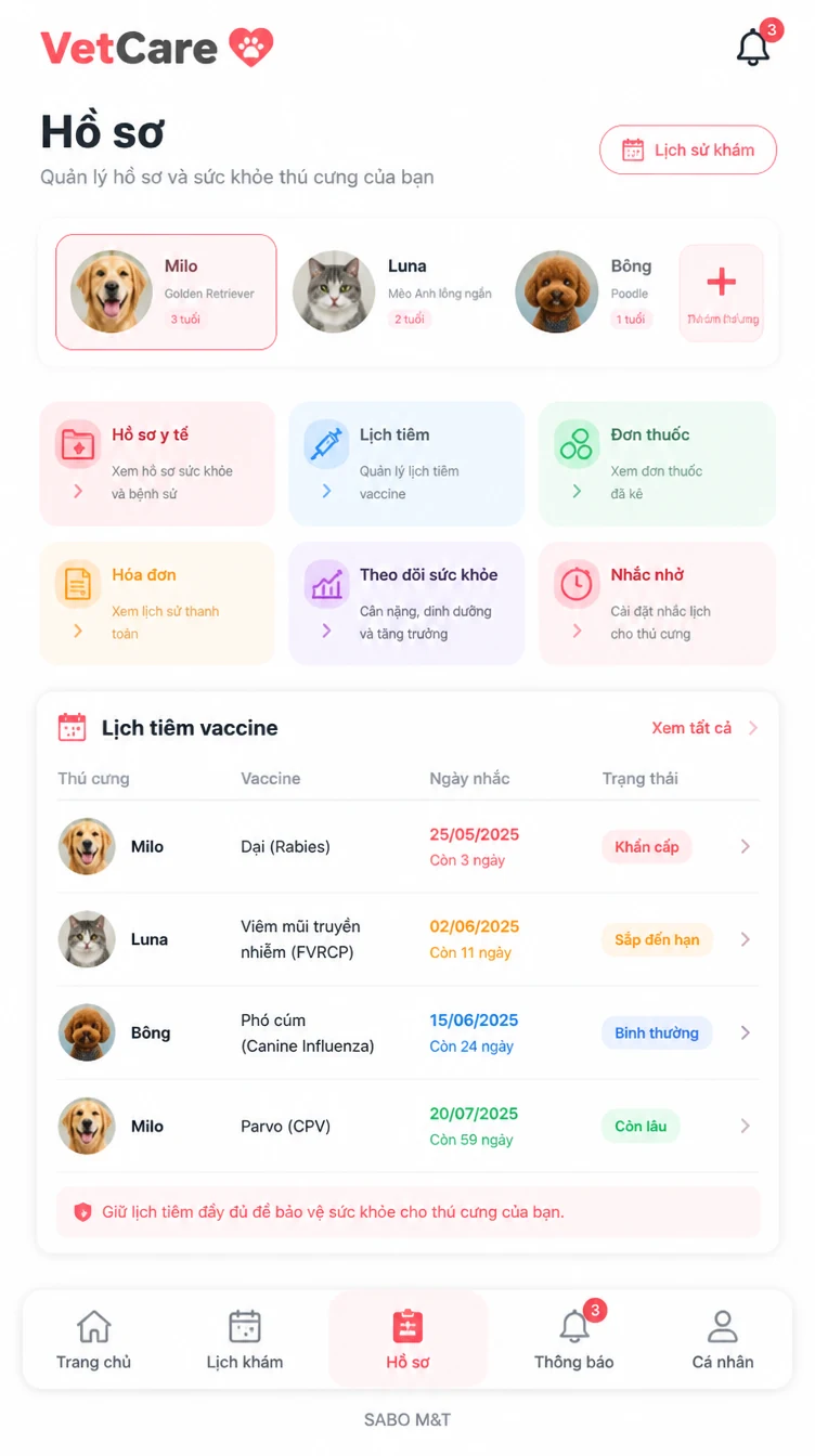 Giao diện mobile phòng khám thú y — màn 9