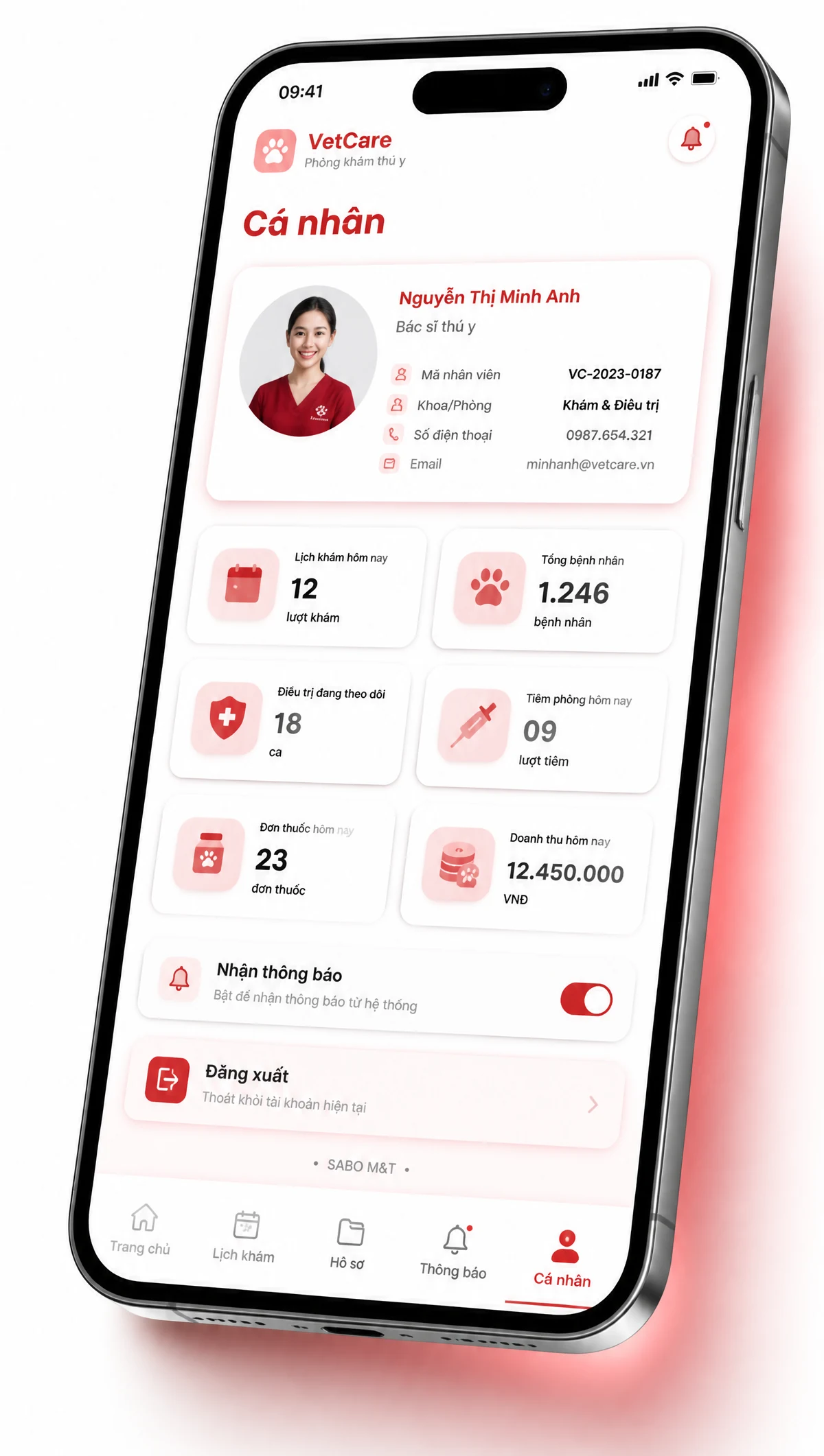 Giao diện mobile phòng khám thú y — màn 5