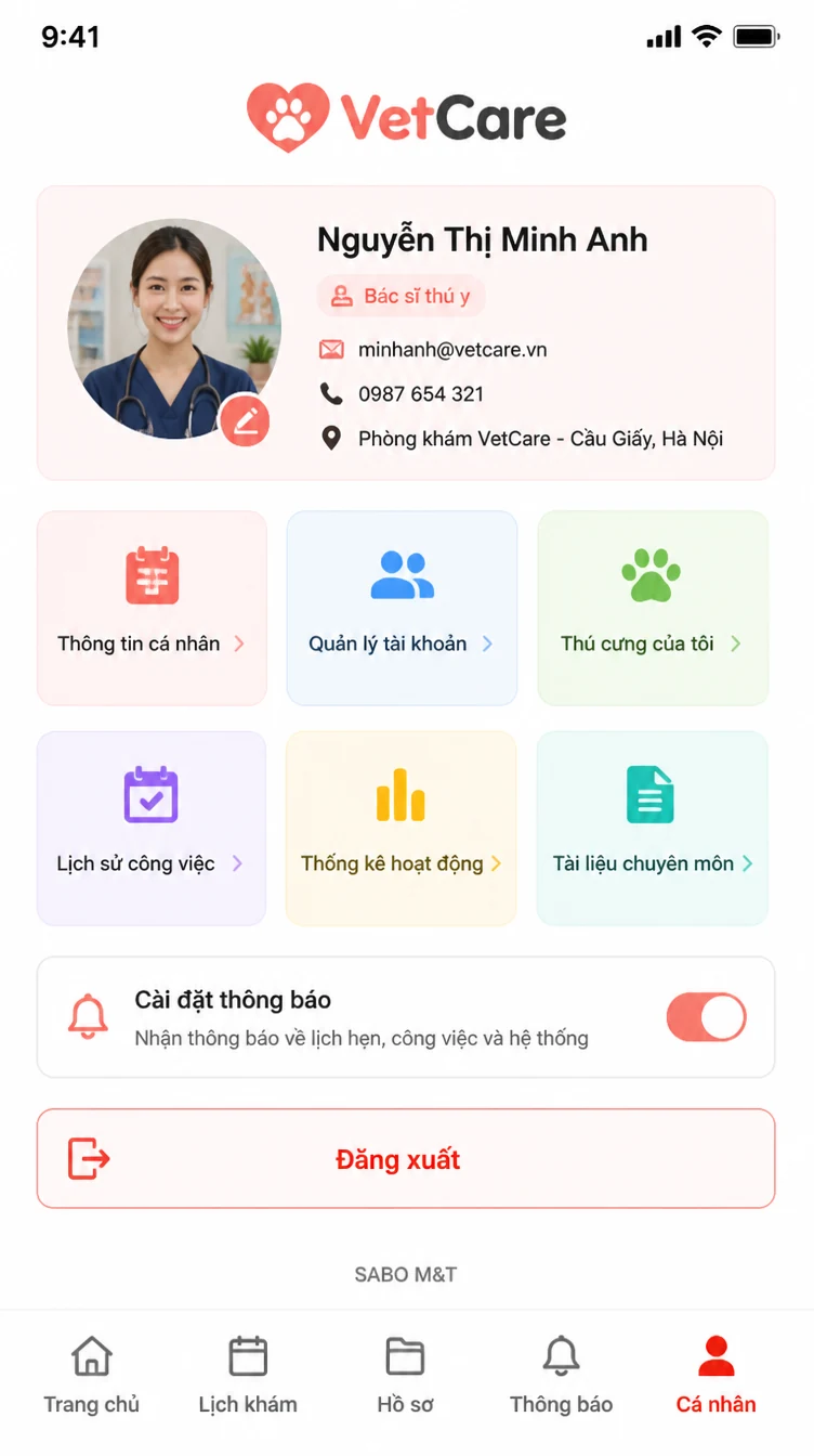 Giao diện mobile phòng khám thú y — màn 10
