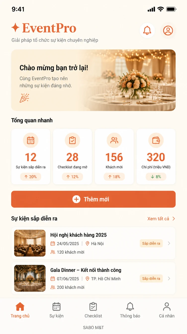 Giao diện mobile công ty tổ chức sự kiện — màn 6