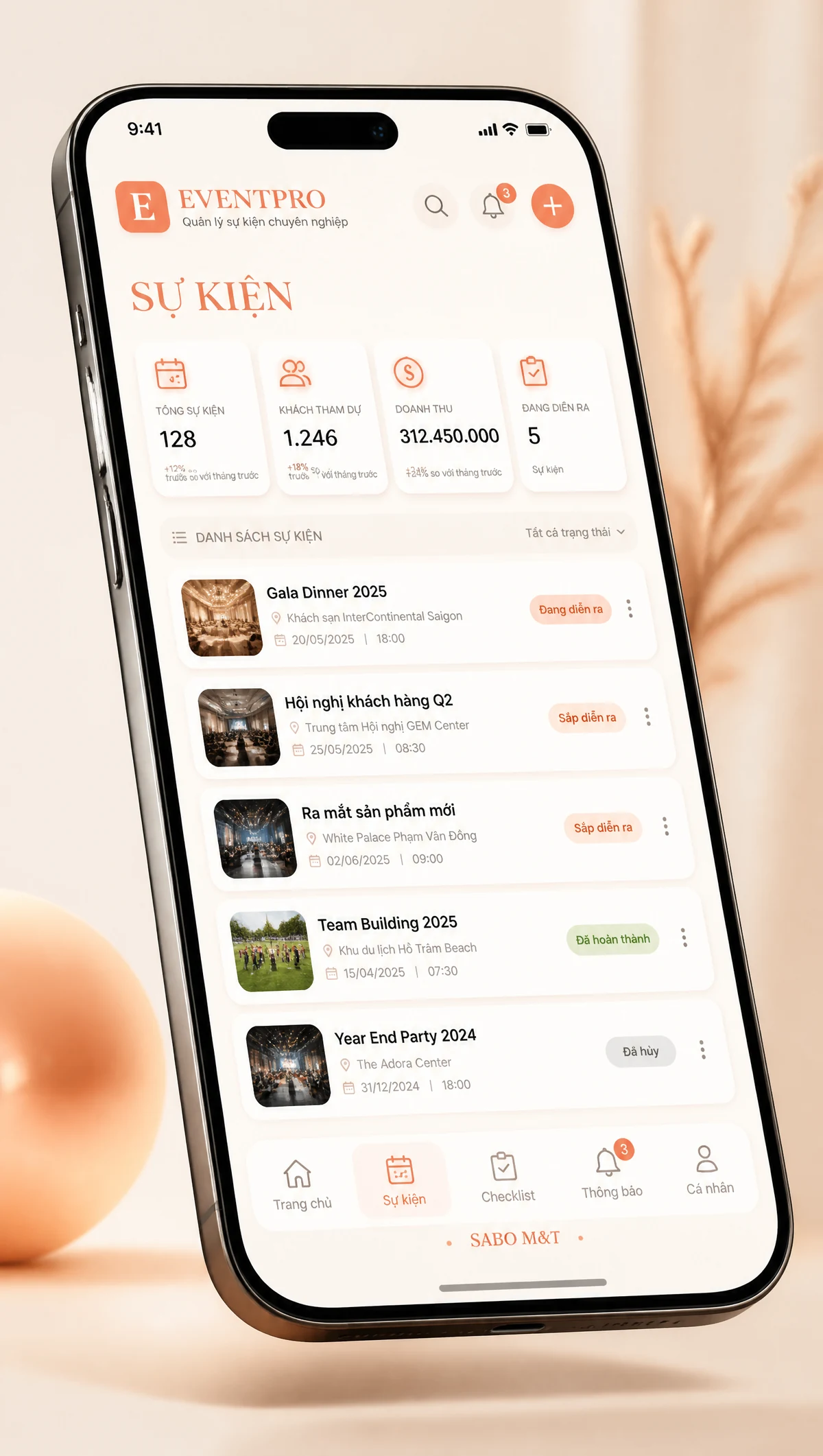 Giao diện mobile công ty tổ chức sự kiện — màn 2