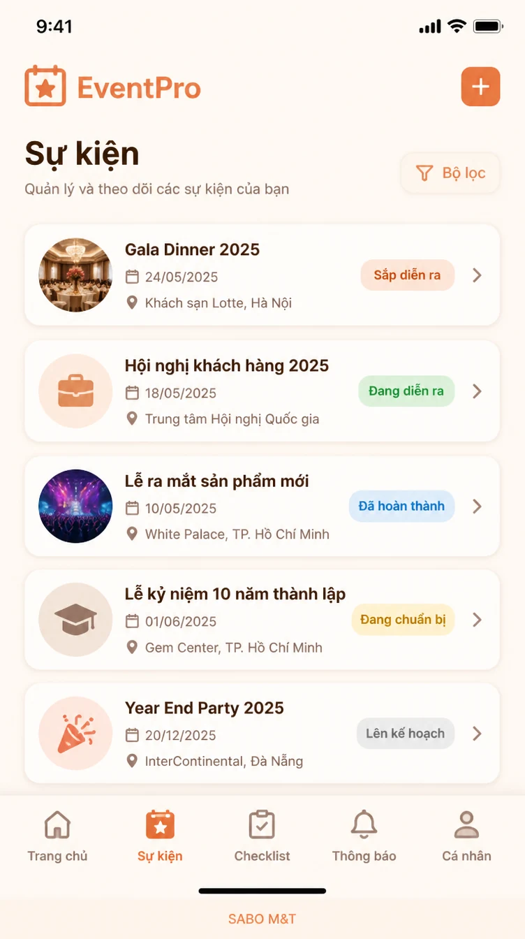 Giao diện mobile công ty tổ chức sự kiện — màn 7
