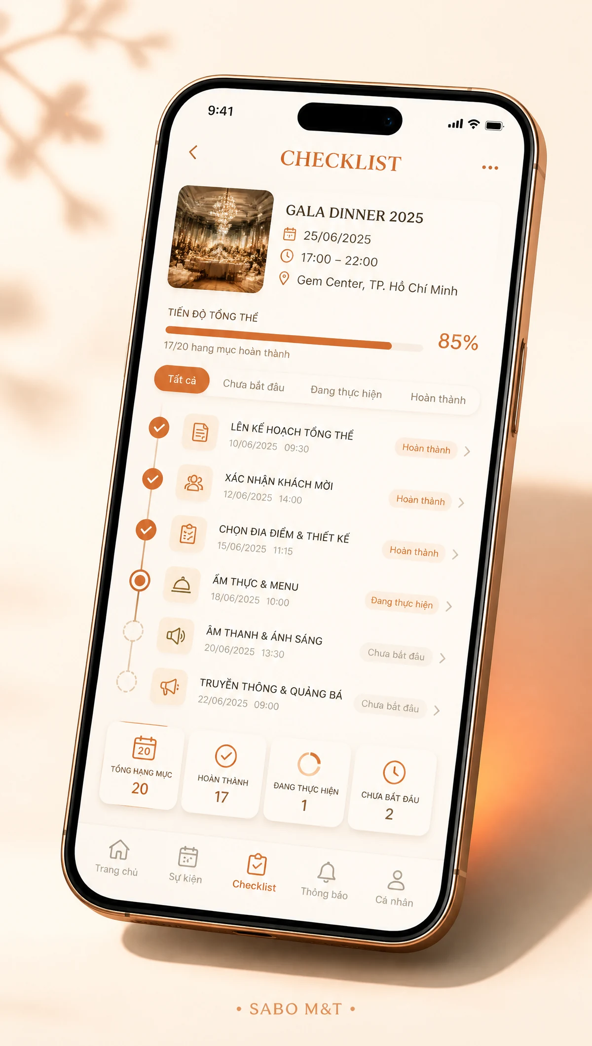 Giao diện mobile công ty tổ chức sự kiện — màn 4