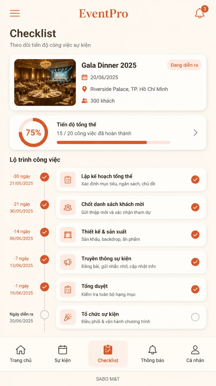 Giao diện mobile công ty tổ chức sự kiện — màn 9