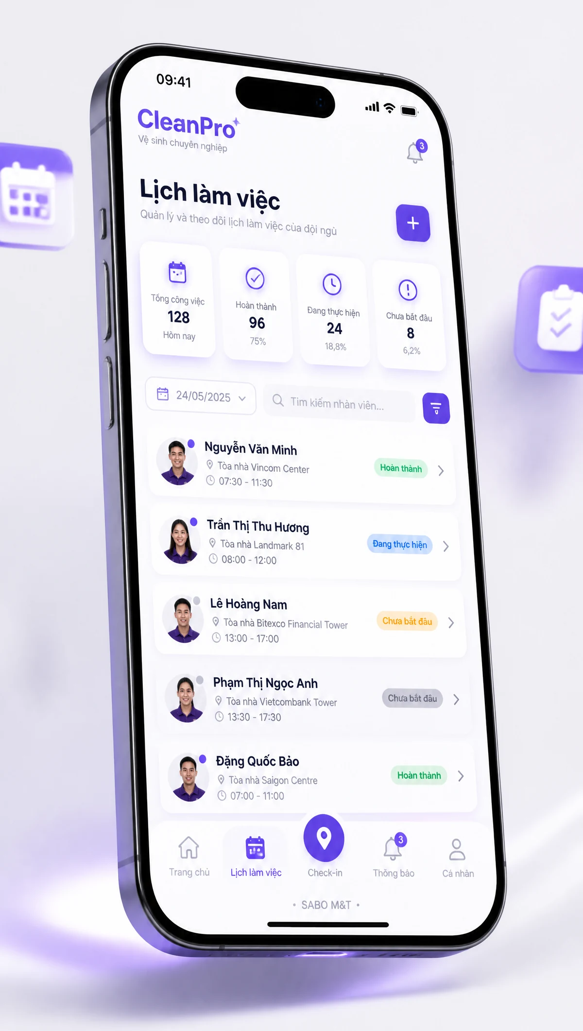 Giao diện mobile công ty vệ sinh công nghiệp — màn 2