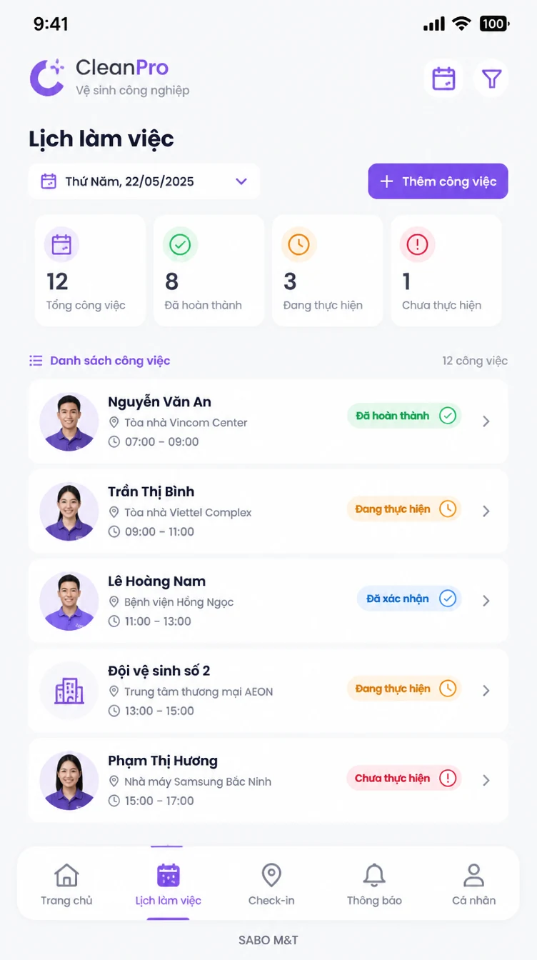 Giao diện mobile công ty vệ sinh công nghiệp — màn 7