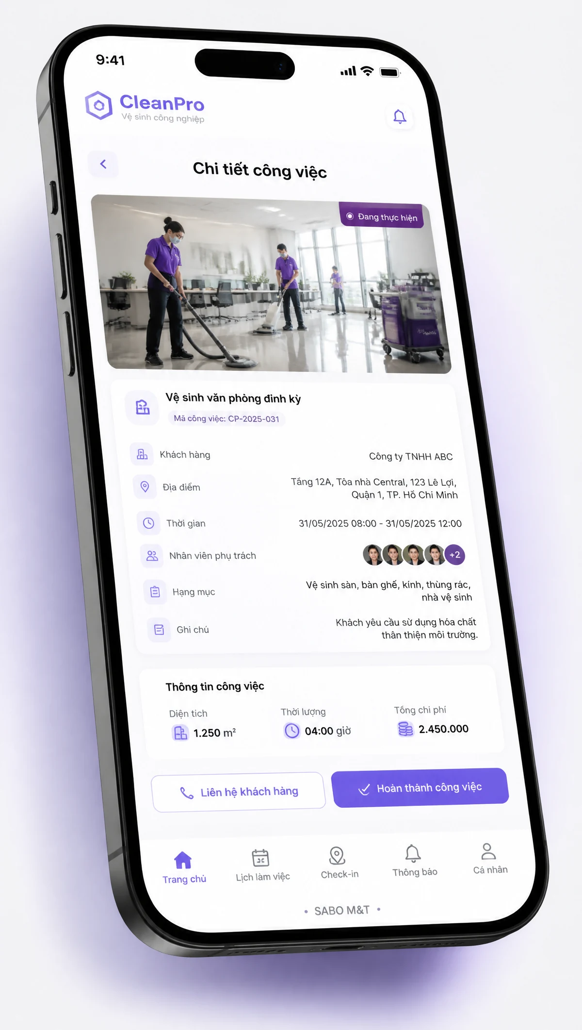 Giao diện mobile công ty vệ sinh công nghiệp — màn 3