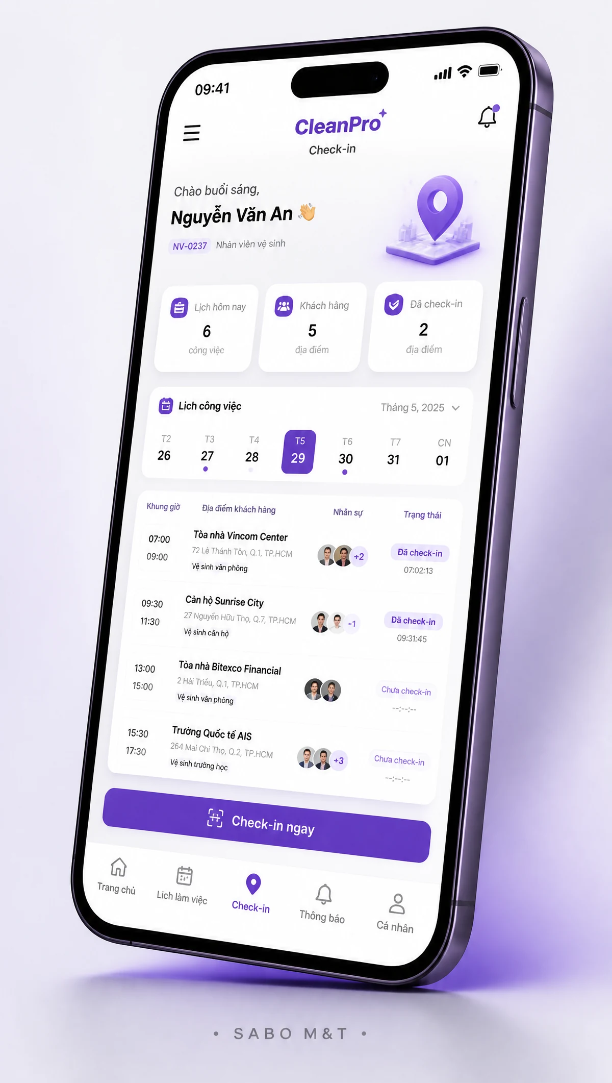 Giao diện mobile công ty vệ sinh công nghiệp — màn 4