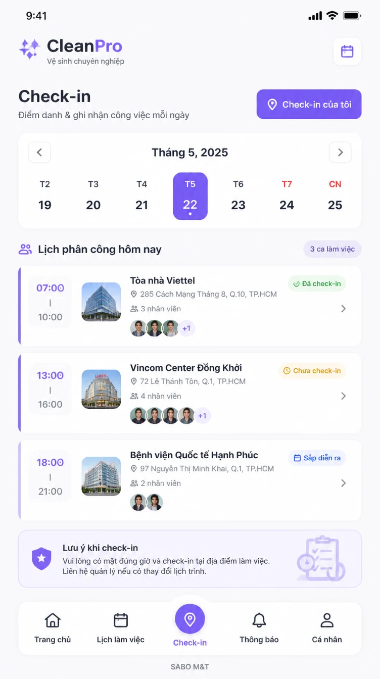 Giao diện mobile công ty vệ sinh công nghiệp — màn 9