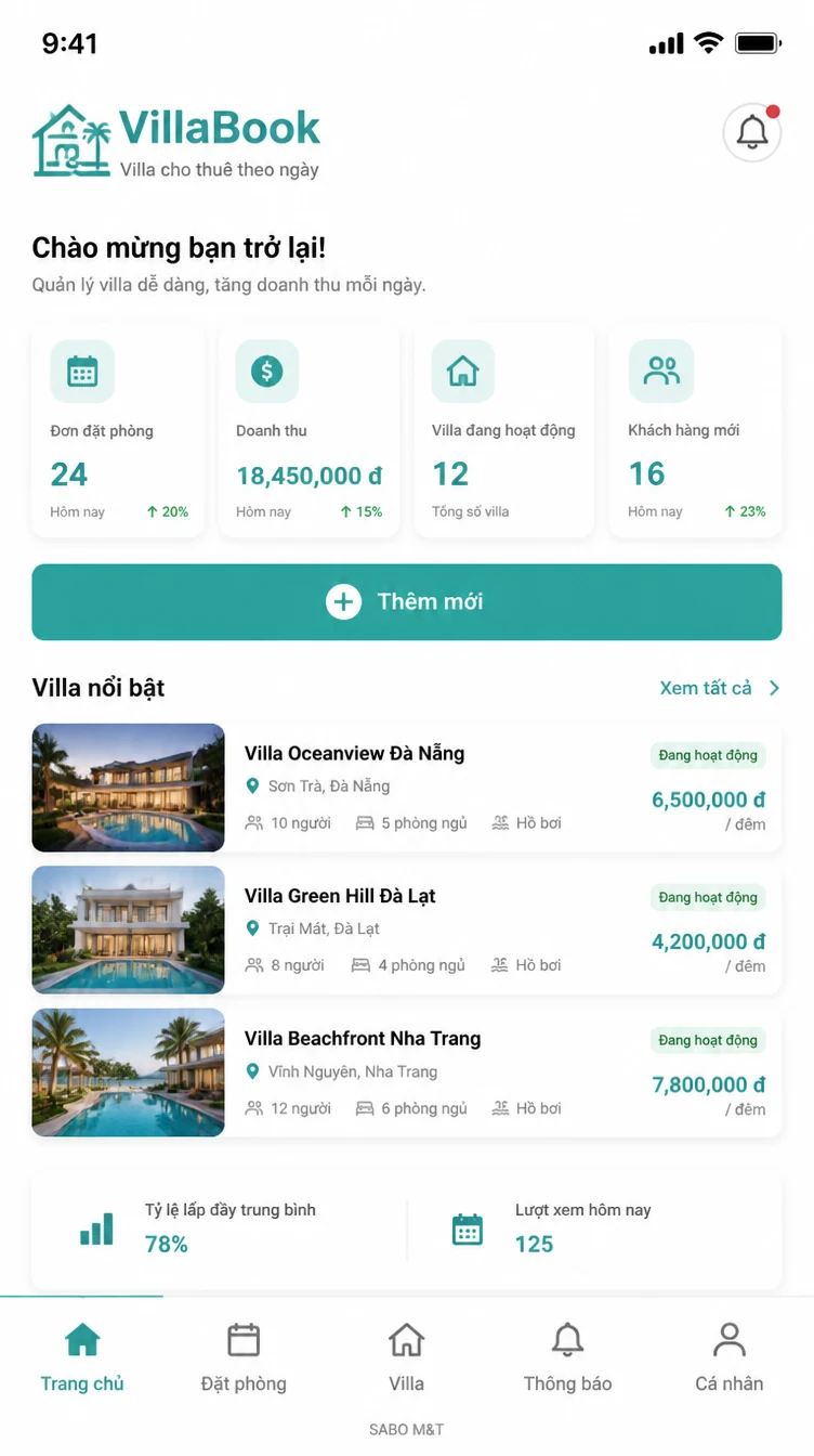 Giao diện mobile villa cho thuê theo ngày — màn 6