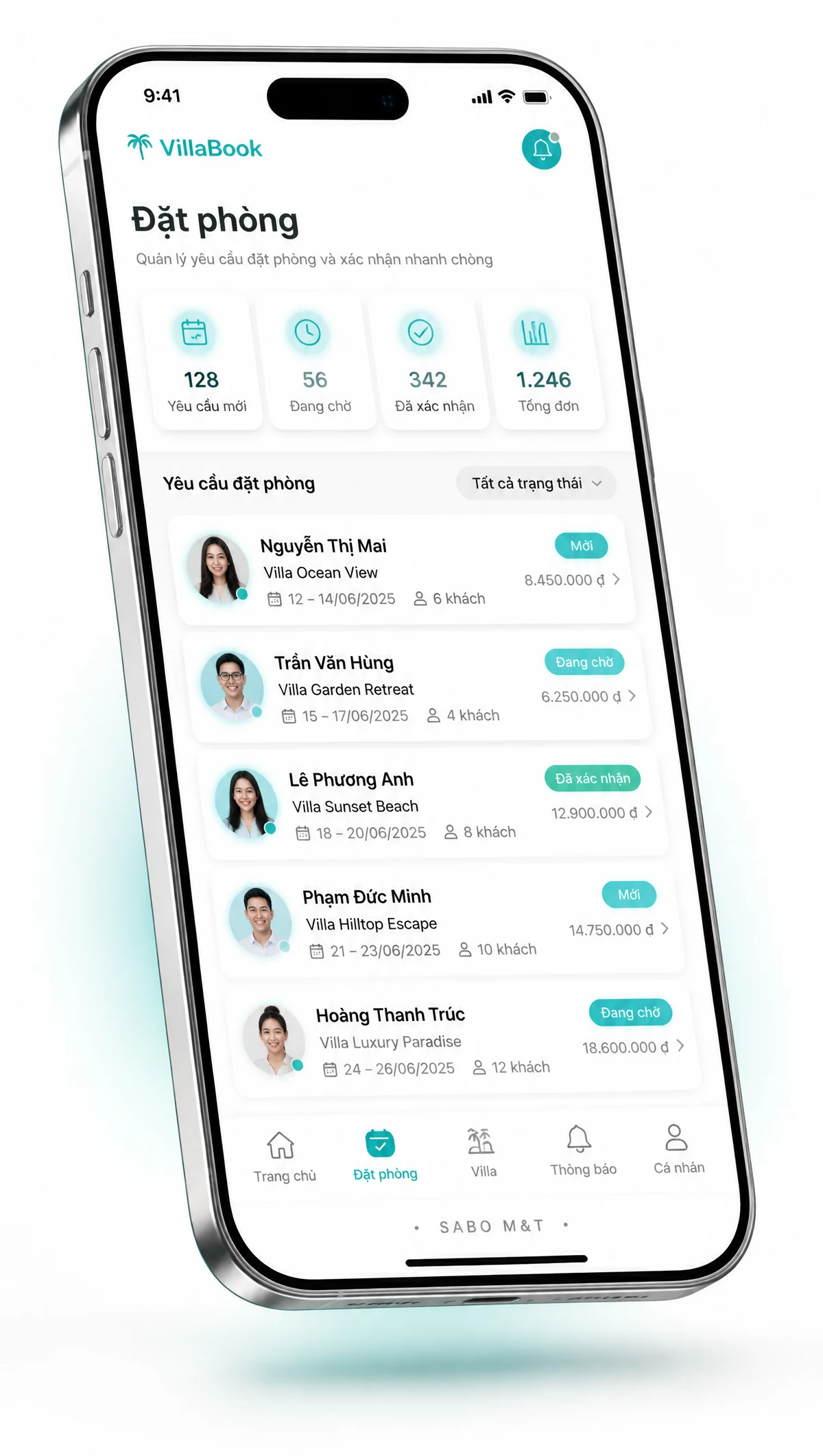 Giao diện mobile villa cho thuê theo ngày — màn 2