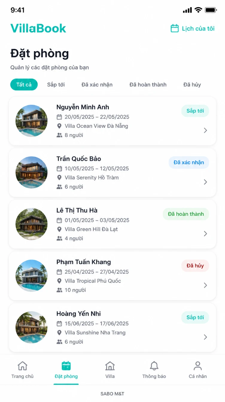Giao diện mobile villa cho thuê theo ngày — màn 7