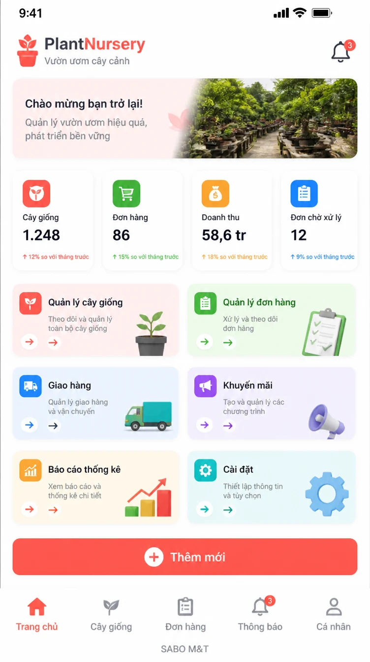 Giao diện mobile vườn ươm cây cảnh — màn 6