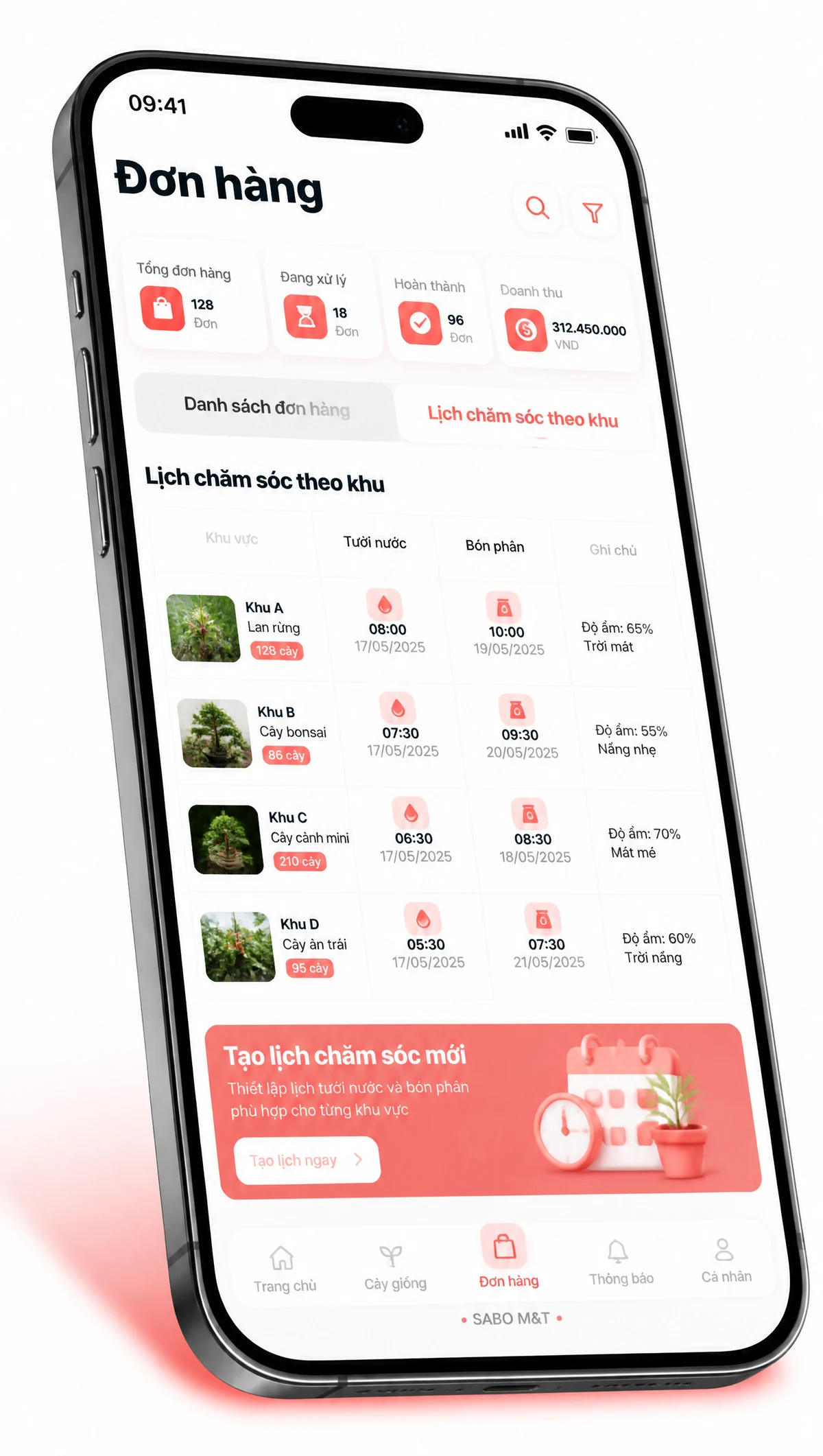 Giao diện mobile vườn ươm cây cảnh — màn 4