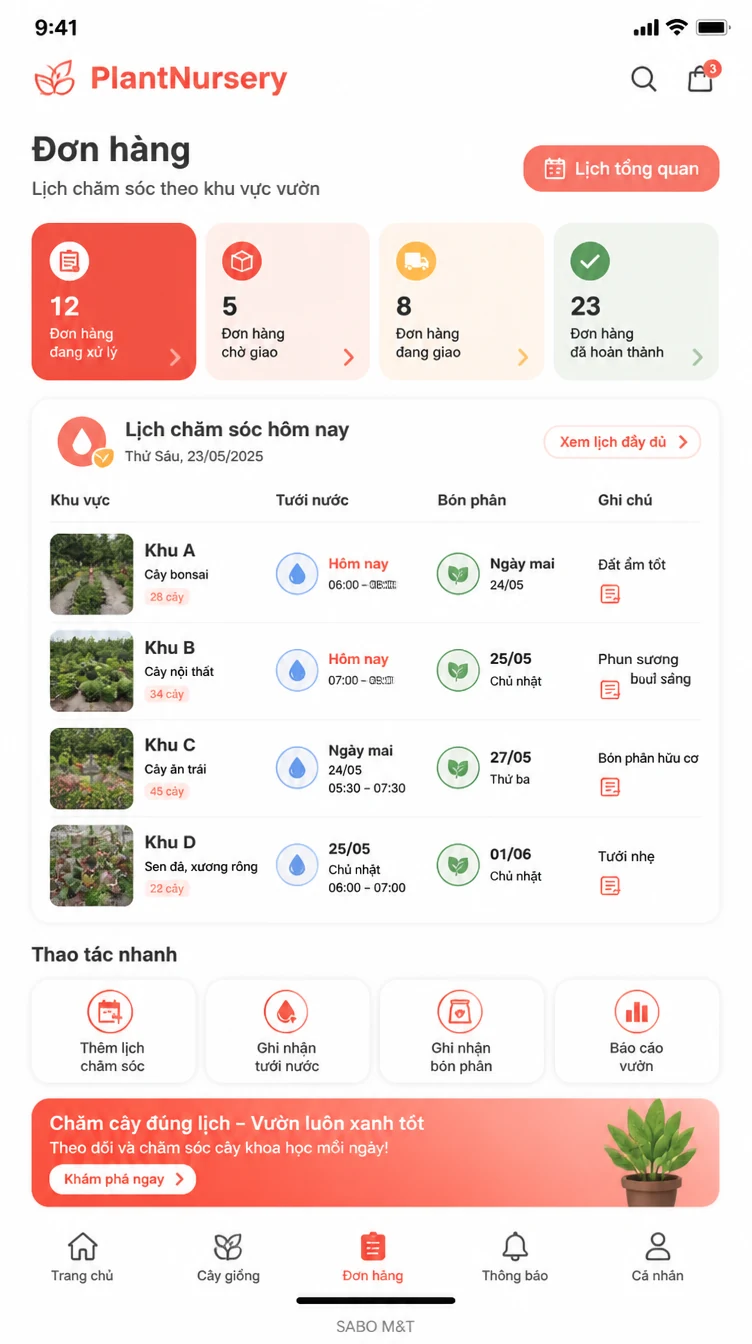 Giao diện mobile vườn ươm cây cảnh — màn 9