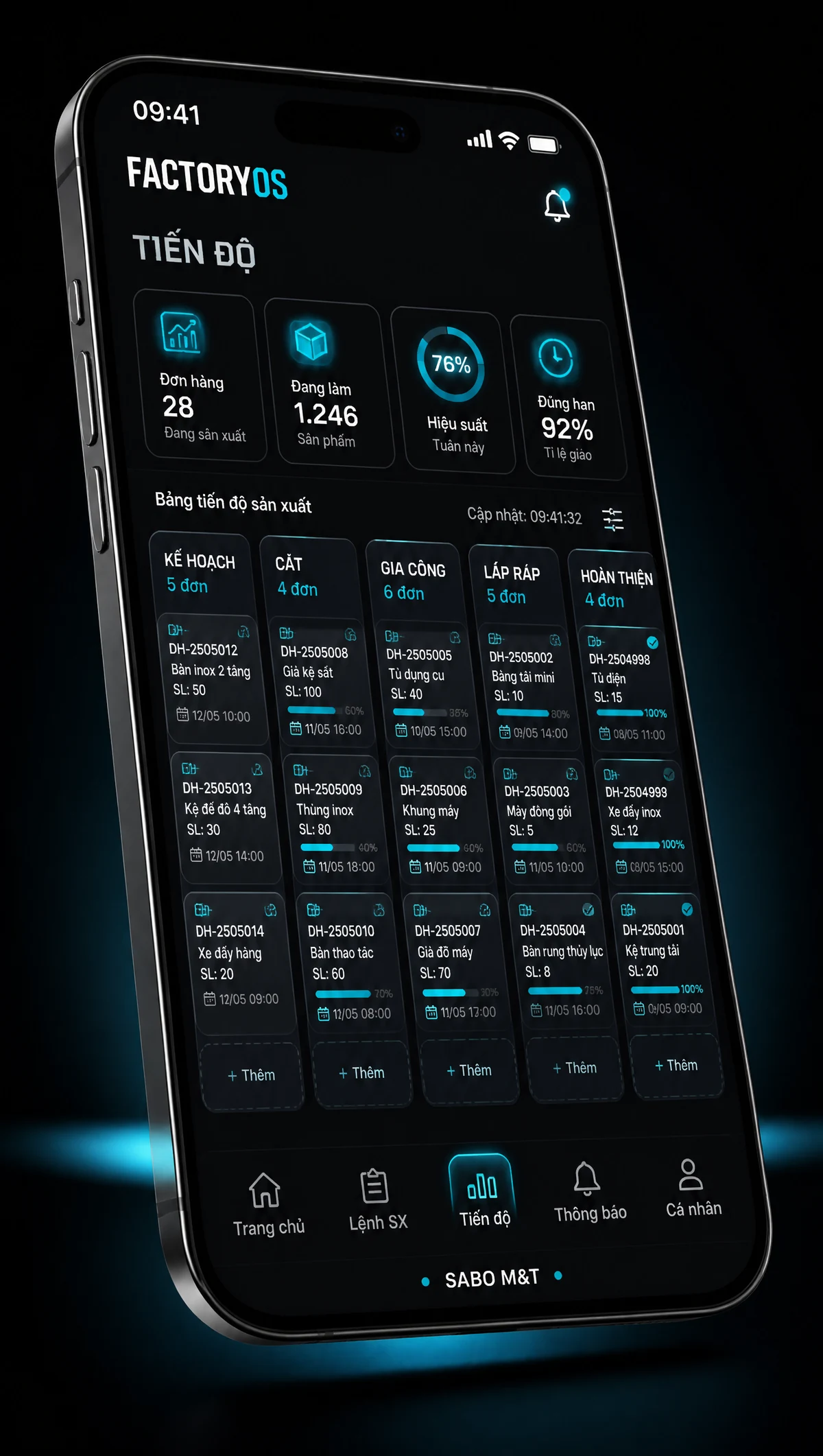Giao diện mobile xưởng sản xuất nhỏ — màn 4