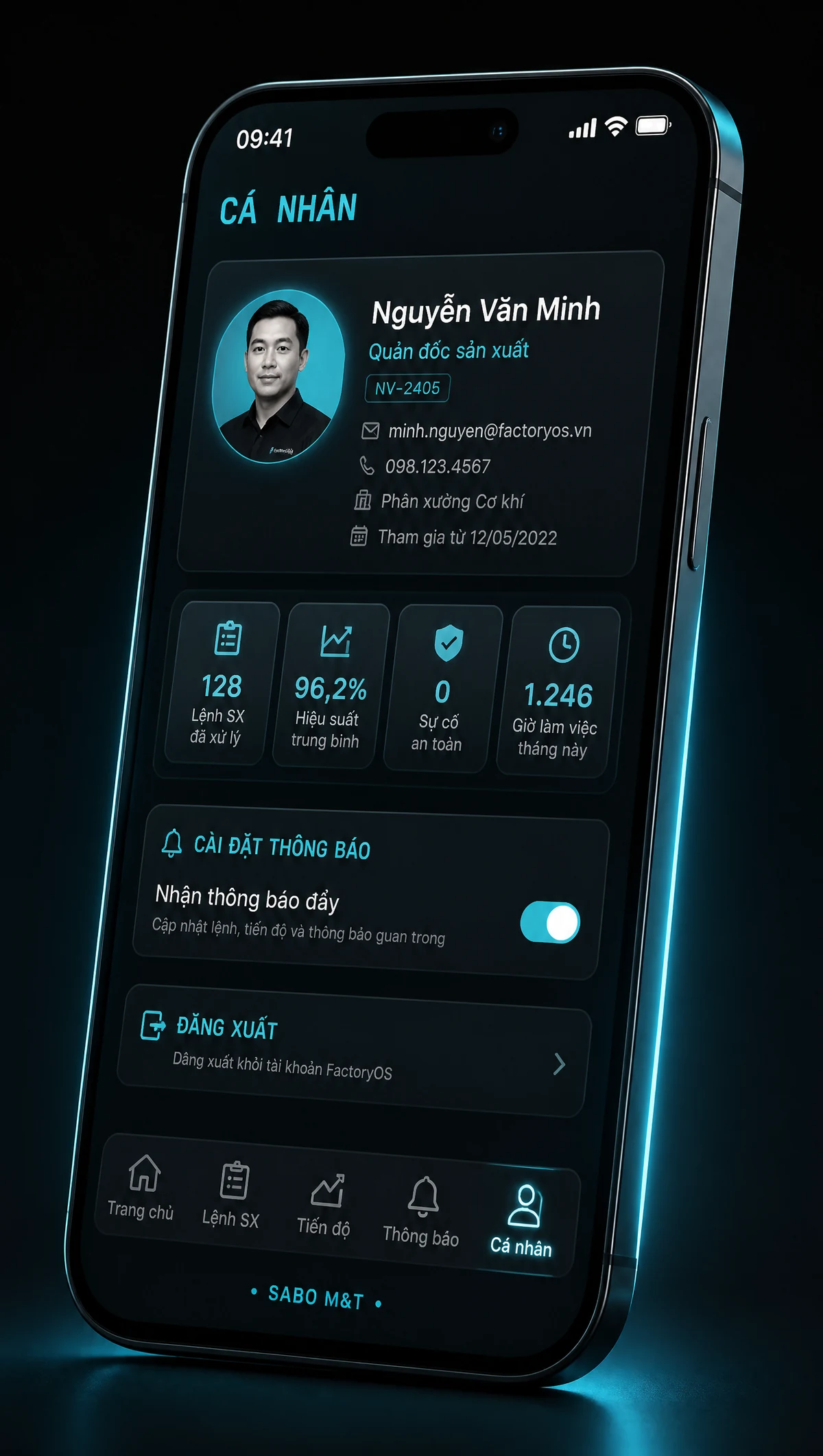 Giao diện mobile xưởng sản xuất nhỏ — màn 5