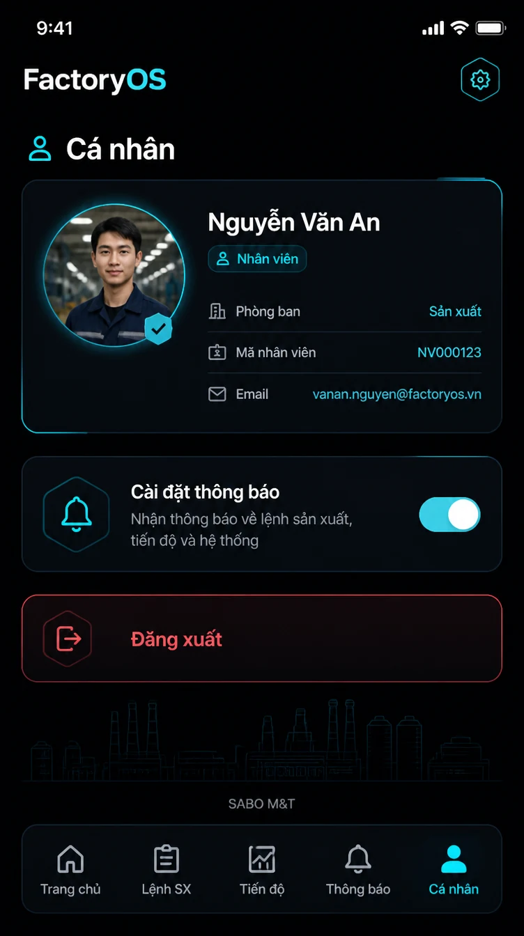 Giao diện mobile xưởng sản xuất nhỏ — màn 10