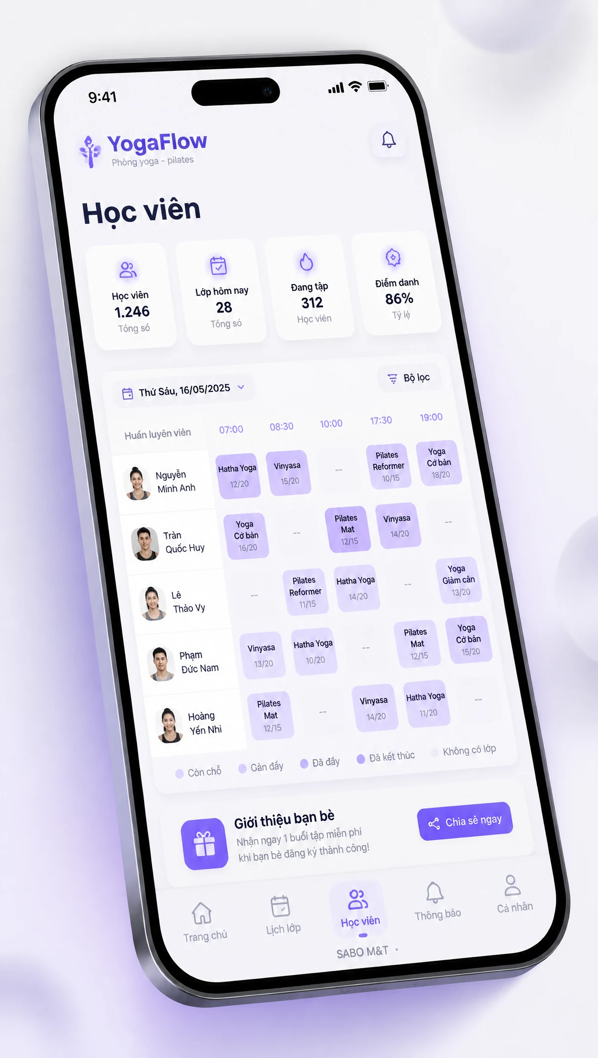 Giao diện mobile phòng yoga – pilates — màn 4